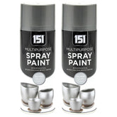 2X 151 Metallic Silver Spray Paint 400ml Spray Paint